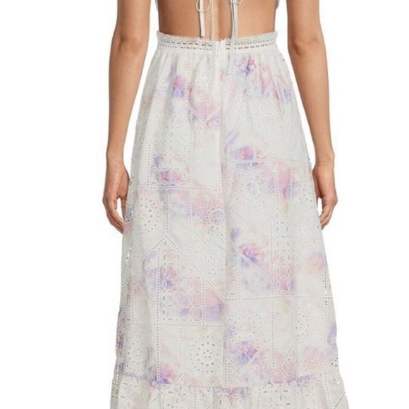 GIANNI BINI Delaney Embroidered Eyelet Halter Maxi DRESS Gown Size 8 NEW $259 - Picture 7 of 12